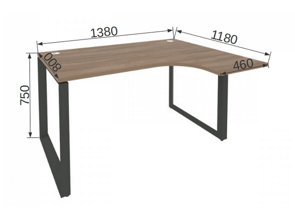 Мебель для персонала ONIX METALL O.MO-SA-3R Стол эргономичный правый на О-образном м/к